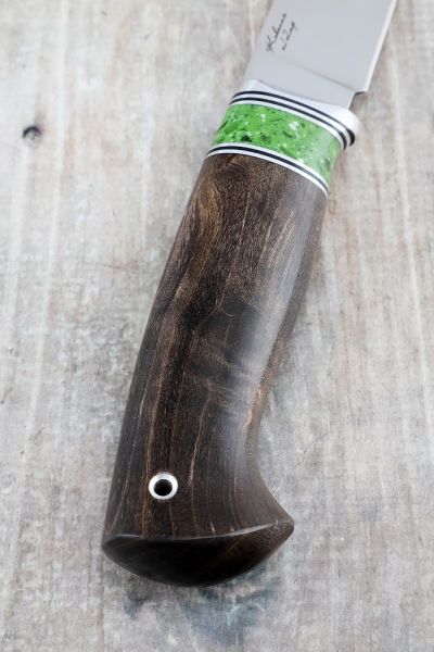 Knife Bars steel H12MF-satin handle Karelian birch brown acrylic