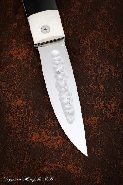 Folding knife Yakut steel H12MF lining black hornbeam elk horn