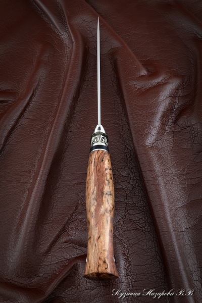 Нож Пехотинец M390 мельхиор карельская береза коричневая