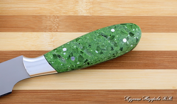 Кухонный нож Шеф № 1 сталь 95Х18 рукоять акрил зеленый