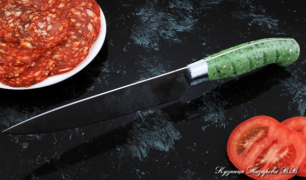 Кухонный нож Шеф № 9 сталь 95Х18 рукоять акрил зеленый