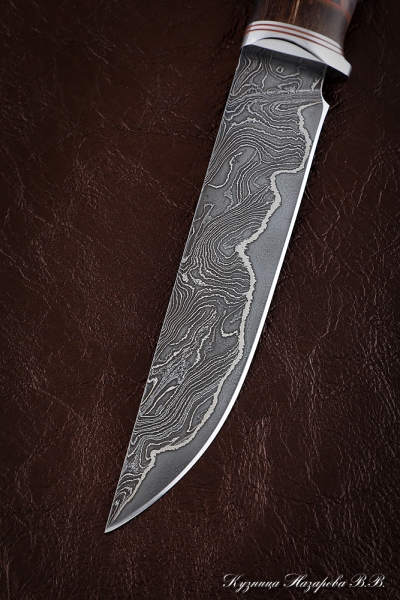 Нож Засапожный дамаск ламинированный карельская береза акрил