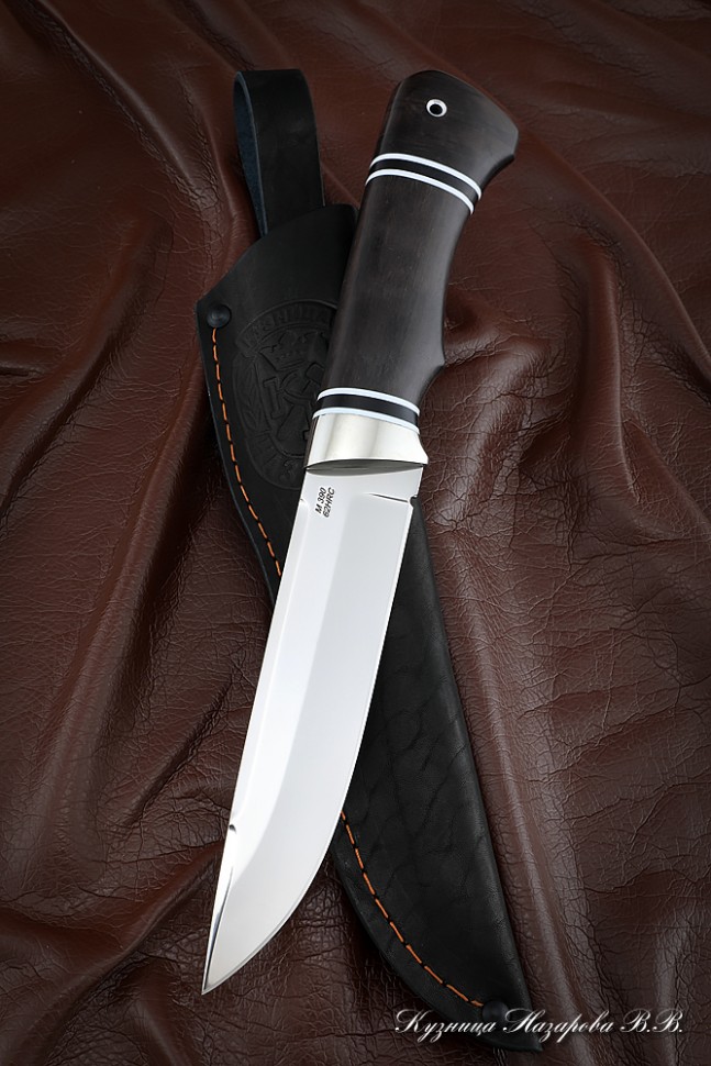 Нож Вепрь сталь M390 черный граб наборная