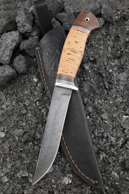 Knife Cardinal-2 Damascus handle birch bark