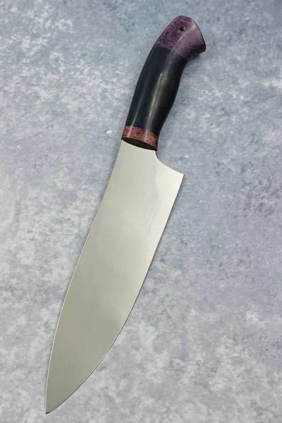 Кухонный Шеф № 13 сталь х12мф, рукоять карельская береза и черный граб (распродажа)