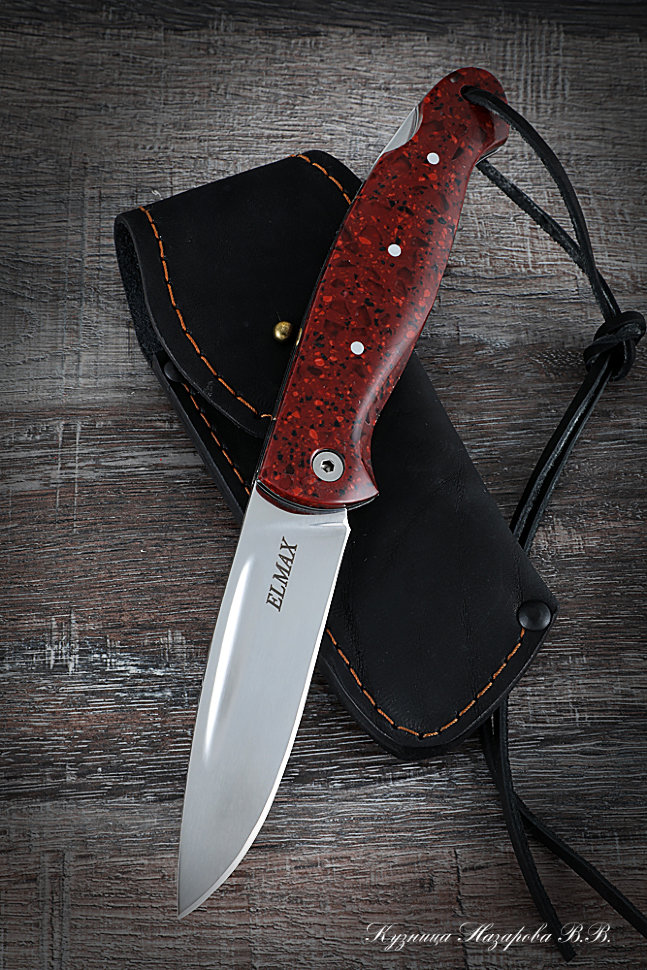 Нож складной Сова сталь Elmax накладки акрил красный