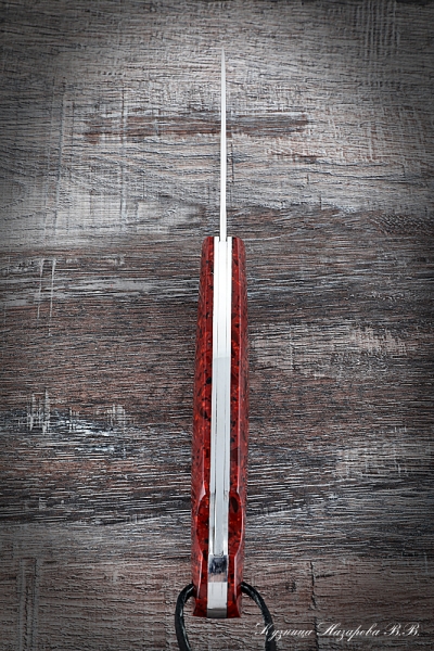 Folding Knife Owl Steel Elmax Lining Acrylic Red