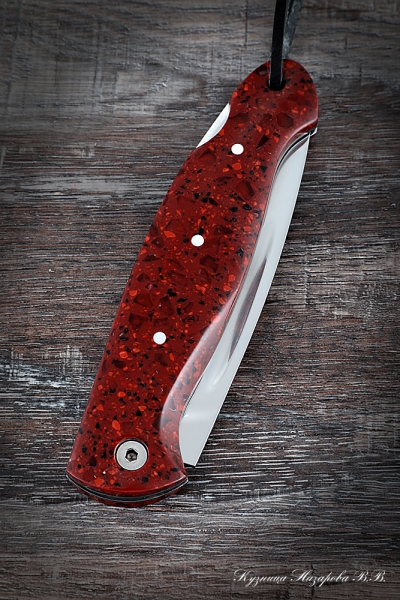 Folding Knife Owl Steel Elmax Lining Acrylic Red