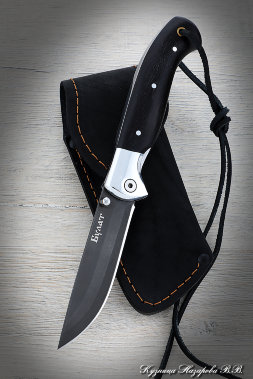 Folding knife Rook steel Wootz steel handle black hornbeam