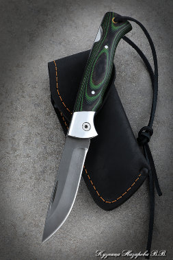 Folding knife Wolf steel H12MF lining mikarta green with duralumin
