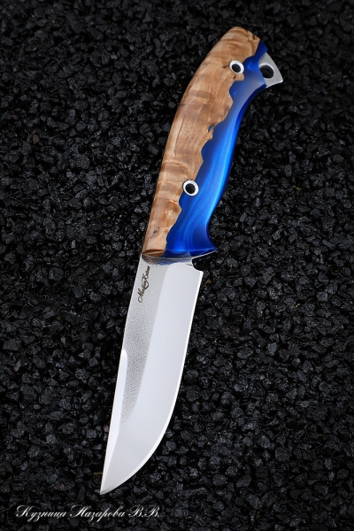Knife No.13 H12MF CM Karelian birch acrylic blue