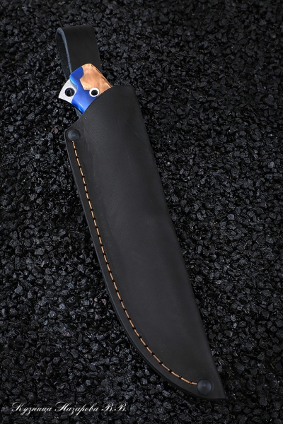 Knife No.13 H12MF CM Karelian birch acrylic blue