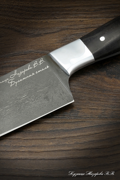 Кухонный нож Шеф-Повар №1 булат черный граб дюраль (надпись)