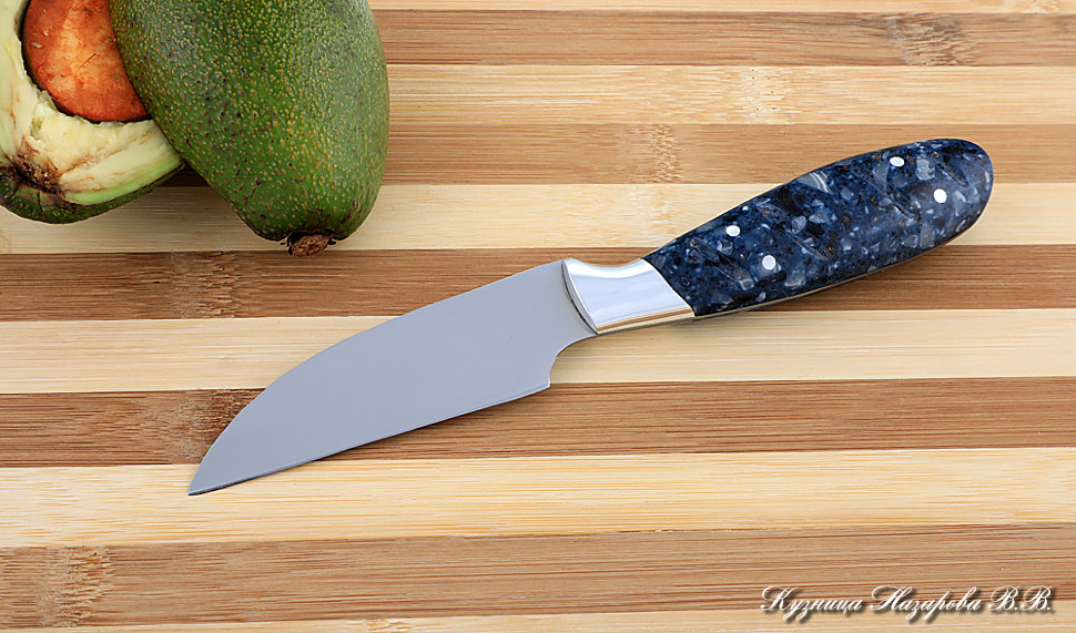 Кухонный нож Шеф № 1 сталь 95Х18 рукоять акрил синий