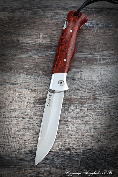 Folding knife Wolf steel Elmax lining Acrylic red with duralumin