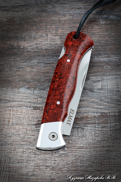 Folding knife Wolf steel Elmax lining Acrylic red with duralumin