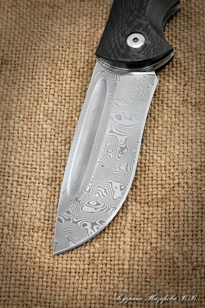 Нож складной Орел сталь дамаск нержавеющий накладки карбон