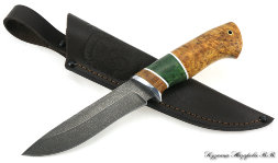 Нож Сокол ХВ-5 стабилизированная карельская береза (янтарная+зеленая)
