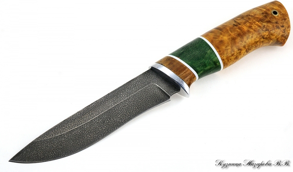 Нож Сокол ХВ-5 стабилизированная карельская береза (янтарная+зеленая)