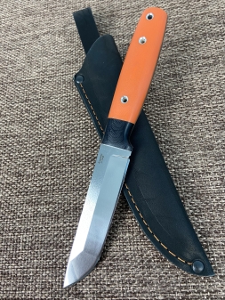 Нож Путник цельнометаллический сталь Х12МФ рукоять G10 оранжевая и черная (распродажа)