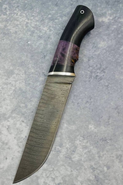 Нож "Викинг" сталь дамаск, рукоять карельская береза и черный граб (распродажа)