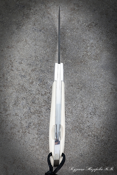 Folding Knife Owl steel H12MF lining Acrylic Ivory with duralumin