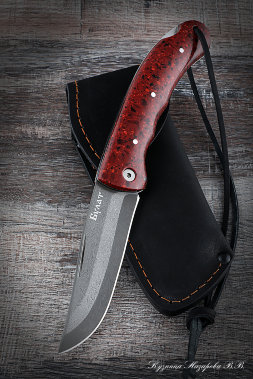 Folding knife Taiga steel Wootz steel lining Acrylic red