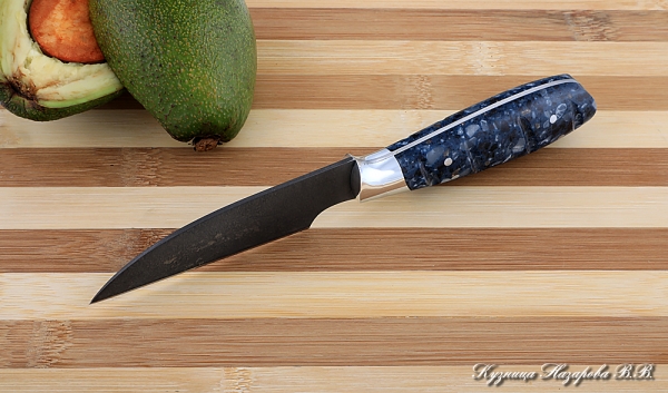 Кухонный нож Шеф № 1 сталь Х12МФ рукоять акрил синий