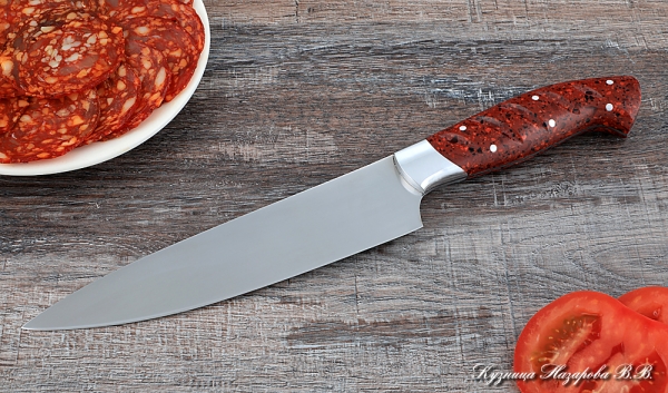 Кухонный нож Шеф № 9 сталь 95Х18 рукоять акрил красный