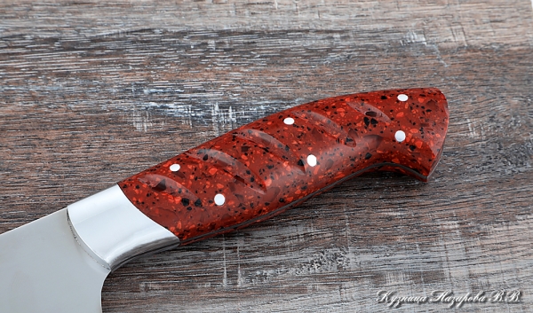 Кухонный нож Шеф № 9 сталь 95Х18 рукоять акрил красный