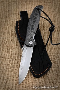 Folding knife Corvette steel Damascus stainless lining carbon