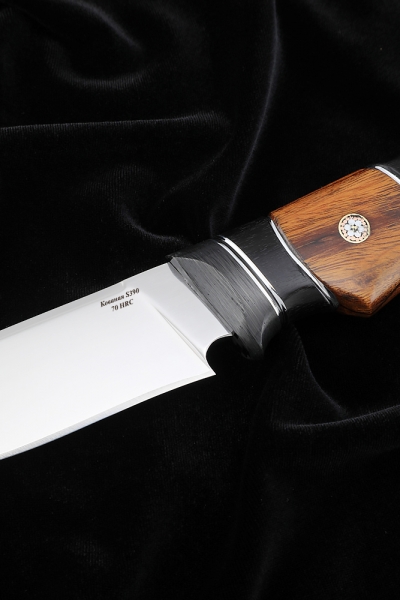 Hunting knife S390 handle carbon iron wood black hornbeam
