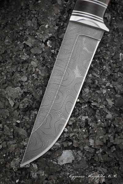 Bison Damascus knife wenge handle