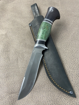 Нож Варан булат стабилизированная карельская береза зеленая черный граб (распродажа)
