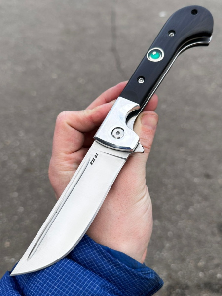 Складной нож Пчак  из стали КН-01, накладки черный граб с мусульманским значком (распродажа)