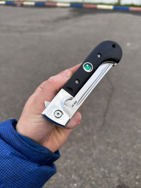 Складной нож Пчак  из стали КН-01, накладки черный граб с мусульманским значком (распродажа)