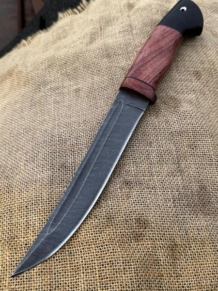 Нож &quot;Пластун&quot; сталь дамаск, рукоять палисандр и черный граб (распродажа) 