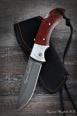 Folding knife Eagle Owl steel H12MF lining acrylic red with duralumin