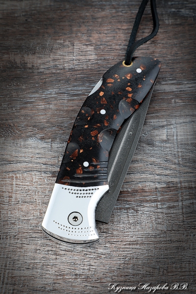 Folding knife Owl steel H12MF lining acrylic brown with duralumin
