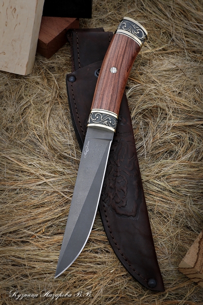 Knife Cardinal 2 Wootz steel rosewood bronze