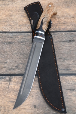 Knife Plastun (Cossack plastun knife) H12MF Karelian birch carved acrylic brown