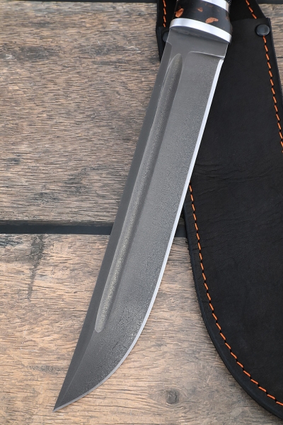 Knife Plastun (Cossack plastun knife) H12MF Karelian birch carved acrylic brown