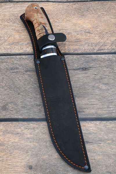 Нож Пластун (казачий пластунский нож) х12МФ карельская береза резная акрил коричневый