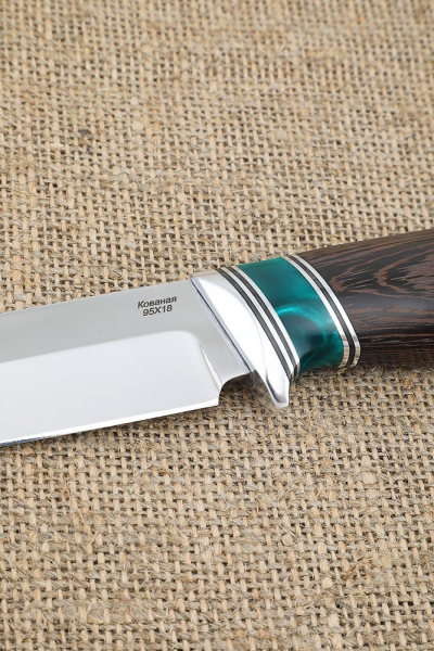 Wanderer knife 95x18 handle acrylic green and wenge
