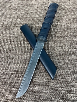 Нож Танто-2 дамаск черный граб деревянные ножны (распродажа)