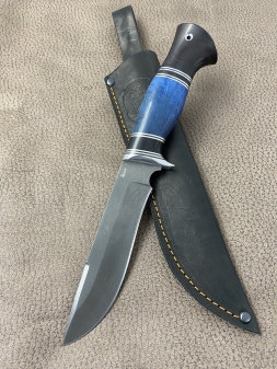 Нож Варан булат стабилизированная карельская береза синяя черный граб (распродажа)