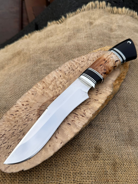 Нож &quot;Спецназ&quot; сталь х12мф, рукоять карельская береза янтарь и черный граб (распродажа) 