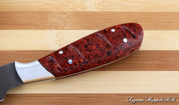 Кухонный нож Шеф № 1 сталь Х12МФ рукоять акрил красный