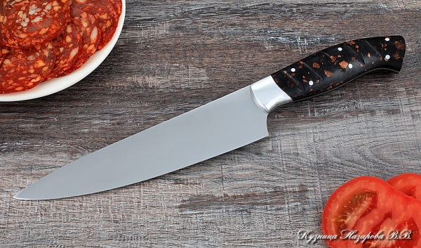 Кухонный нож Шеф № 9 сталь 95Х18 рукоять акрил коричневый