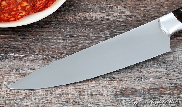 Кухонный нож Шеф № 9 сталь 95Х18 рукоять акрил коричневый